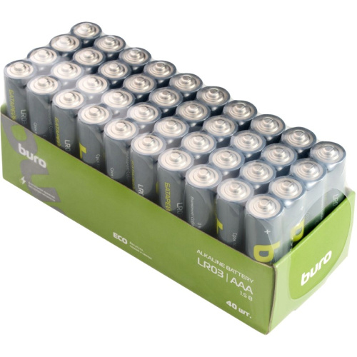 Батарейка LR03 AAA, алкалин, упак. 40 шт, "BURO" Батарейка LR03 AAA, алкалин, упак. 40 шт, "BURO"