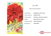 Открытка "Поздравляем" (красные цветы на цветном фоне). - евроформат, двойное сложение (105*210 мм). - ИП Козловский
