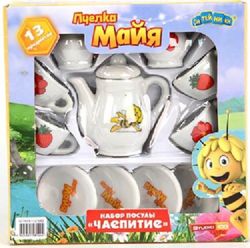 Чайный сервиз:  3 предметов: фарфоровая посуда для детей от 3 лет. - "Пчелка Майя"
