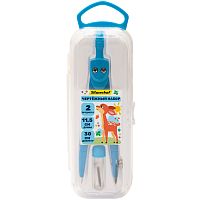 Чертежный набор 2 предмета: металлический циркуль 115 мм, пластиковый пенал, "Silwerhof"