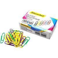 Скрепки 33 мм, 100 шт, округлые, металлические, цветное пластиковое покрытие, картонная коробка, "Silwerhof"