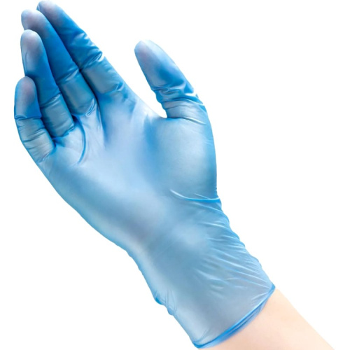 Перчатки виниловые "AVIORA", одноразовые, неопудренные. нестерильные, сверхчувствительные, синие, упак. 50 пар фото 2