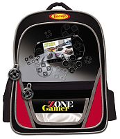 Рюкзак для младших школьников "Gamer Zone", эргономический, черный с красным, со светоотражающими элементами, "Limpopo"