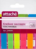 Пластиковые неоновые закладки 5 цв.* 20 л, липкий слой, 12*45 мм, "Attache"