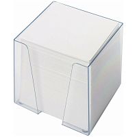 Блок для записи 90*90*90 мм, белая 92%, 80 г, пластиковая прозрачная подставка, "Attache"