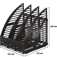 Лоток для бумаг вертикальный, 3 отделений, сборный, черный пластик, 235*240*285 мм, "Attache"