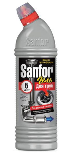 Чистящее средство для прочистки труб "Sanforl", гель, 750 мл, "Ступинский химический завод, ЗАО"