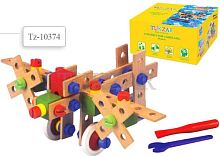 Самолет: Набор геометрических фигур: конструктор состоит из деревянных и пластмассовых деталей, для детей 3-х лет. - "Tukzar"