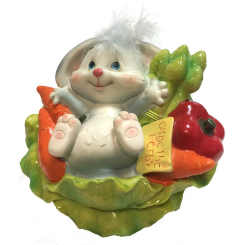 Фигурка декоративная - копилка "Кролик в капусте", высота 7,5 см, "Choosing Porcelain"