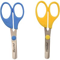 Ножницы детские для левшей, 130 мм, тупоконечное лезвие 68 мм, нержавеющая сталь, пластиковые ручки, "Silwerhof"