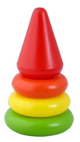 Пирамида "Клепа", пластмассовая. - 4 детали. - размер 150 мм. - "Росигрушка"