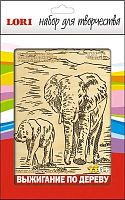 Слоны на прогулке: Основа для выжигания по дереву в рамке ф.16*21 см, для детей старше 6 лет.