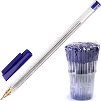 Ручка шариковая одноразовая, синяя, масляная основа, шарик 0,8 мм, линия 0,7 мм, "Стамм"