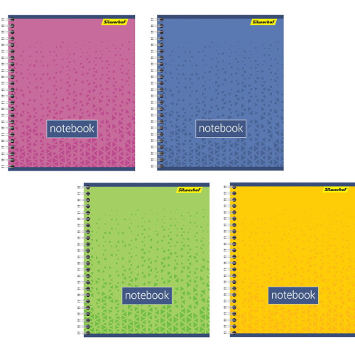 Тетрадь "Моноколор" 96 л. ф.165*204 мм, клетка, гребень, цветная обложка, "Silwerhof"
