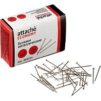 Булавки металлические, игла 24 мм, 500 шт, картонная упак, "Attache"