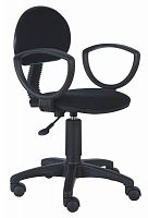 Компактное тканевое рабочее кресло, регулировка высоты (газлифт), регулировка глубины сиденья, ограничение по весу: 100 кг, цвет обивки - черный (1011)