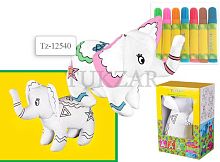 Слон: тряпичная игрушка для раскрашивания стираемая, размер 170*150*60 мм, + 7 цветных фломастера в наборе, для детей от 3-х лет. - "Tukzar"