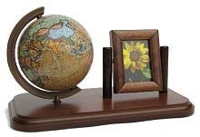 Деревянный набор, 2 предмета: глобус, рамка для фото или подставка для бумаг, настольный - "ZACHEM"