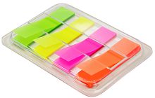 Пластиковые неоновые закладки 4 цв.* 20 л, липкий слой, 12*45 мм, Z сложение, диспенсер, "Silwerhof"