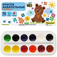 Медовая акварель 12 цв, кювета 2,5 г, без кисти, картон уп, "Silwerhof"