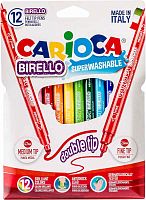 Фломастеры двухсторонние "Carioca Birello", 12 цв, 165 мм, наконечник с двух сторон, линия 2,6-4,7 мм, картонная упак, "Universal"