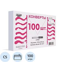 Конверт "OfficePost" ф.162*229 мм С5, белый 80 г, внутренняя печать, силиконовая лента "Стрип", немаркированный, упак. 100 шт, "Packpost"