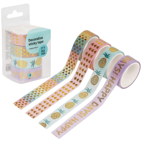 Клейкая декоративная лента 3000*15 мм, 4 рулона, "MESHU" фото 2