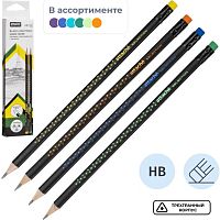 Карандаш чернографитный "MagueNoir", HB, заточенный, трехгранный корпус 189 мм, d-7 мм, ластик, дерево, "Attache"