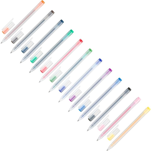 Ручки гелевые 12 цв: сменный стержень 130 мм, шарик 0,5 мм, линия 0,5 мм, "Deli" фото 2