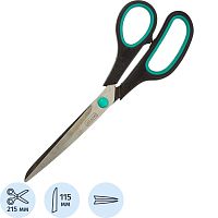 Ножницы 215 мм, лезвие 110 мм, нержавеющая сталь, пластиковые ручки, прорезиненные вставки, "Attache"