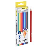 Карандаши заточенные 18 цв, 175 мм, d-7,2 мм, шестигранные, дерево, картон. уп, "Silwerhof"