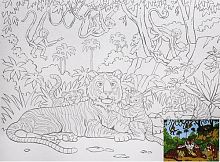 Семья тигров: Холст грунтованный на картоне с контуром. Грунт акриловый 3 слоя, для живописи масляными и акриловыми красками, ф. 300*400 мм. - "Сонет"