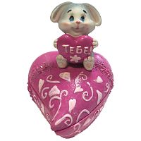 Фигурка декоративная -  шкатулка "Кролик на сердце", высота 5,5 см., "Choosing Porcelain"
