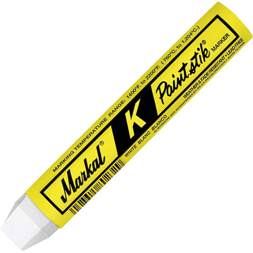 Маркер краска "K Paintstik", белый, твердый, термостойкий, линия 19 мм, скошенный наконечник, "Markal"