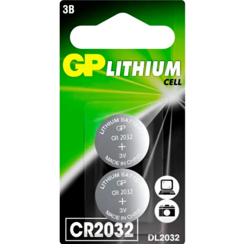 Батарейки CR2032, литиевые, 3V, "GP", 2 шт