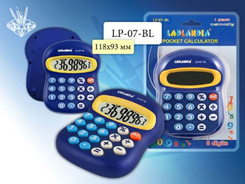 Карманный детский 8 разрядный калькулятор, синий /красный, 93*118*39 мм, блистер, "Laplandia" фото 2
