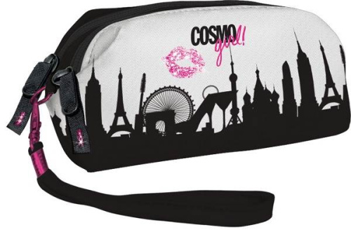 Пенал косметичка "Cosmopolitan", 2 отделения, молния, ПВХ, 100*70*90 мм, "Seventeen"