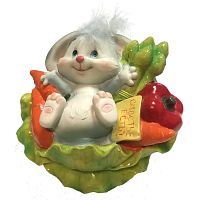 Фигурка декоративная - копилка "Кролик в капусте", высота 7,5 см., "Choosing Porcelain"