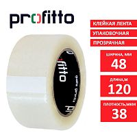 Скотч 48 мм*120 м, 38 мкм, прозрачная BOPP пленка, акриловый клей, "Profitto"