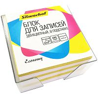Блок для записи 90*90*45 мм, цветной, 65 г/м2, пластик. подставка, "Silwerhof"