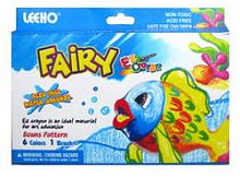 Мелки мягкие "Fairy EZ-Crayon", 6 цв.,акварельный эффект, пластиковый корпус, кисть, раскраска, картонная коробка, "LEEHO", уцененные