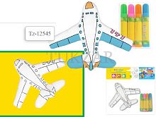 Самолет: тряпичная игрушка для раскрашивания стираемая, размер 18*22*5 см, + 4 фломастера в наборе, "Tukzar"