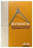 Бумага масштабно-координатная 16 л. ф.А4 (поле 180*280 мм), миллиметровка, скоба сбоку, "Hatber"