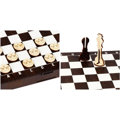 Набор конструктор: Шашки. Шахматы. Доска 210*210 мм, ХДФ/фанера, "Три совы" фото 2 Набор конструктор: Шашки. Шахматы. Доска 210*210 мм, ХДФ/фанера, "Три совы" фото 2