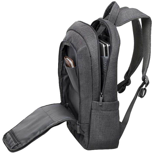 Рюкзак для нотбука 15,6", молния, 4 кармана, серый полиэстер, 310*115*425 мм, "Riva" фото 2