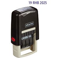 Мини-датер, высота букв 3 мм, месяц - буквами, автоматическая пластиковая оснастка, "Attache"