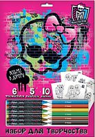 Набор для рисования Mattel "Monster High" 27 предметов: карандаши 6 цв, мелки 6 цв, 5 раскрасок, 10 наклеек, "Limpopo"