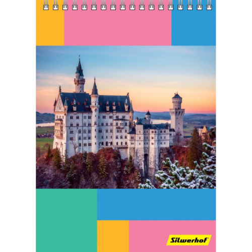 Блокнот 60 л, ф.А5 (133*195 мм), клетка, гребень сверху, мелованная обл, "Silwerhof" Блокнот 60 л, ф.А5 (133*195 мм), клетка, гребень сверху, мелованная обл, "Silwerhof"