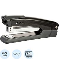 Степлер "Power" до 50 л, №24/6-26/6, глубина до 80 мм, загрузка 100 скоб, металл/пластик, "Attache"