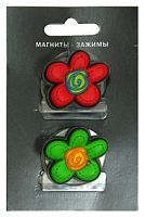 Набор магнитов с зажимом "Цветок", d25 мм, 2 шт, блистер - "A-Beko"